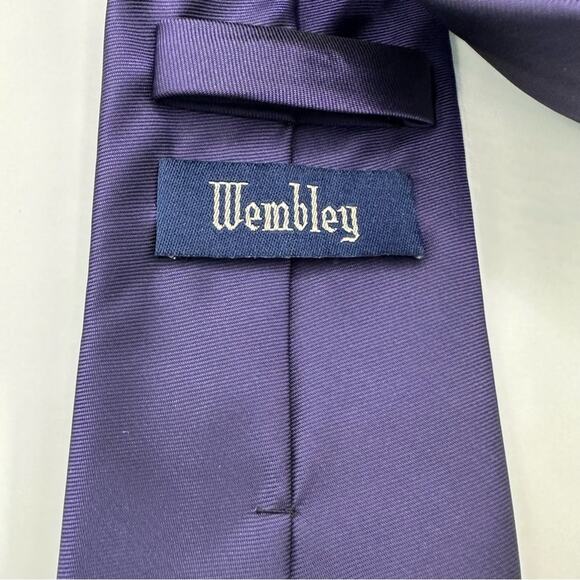 WEMBLEY Vintage VTG Men Set of 2 Purple Solid Plaid Mens Neck Tie Business Retro - Picture 4 of 14